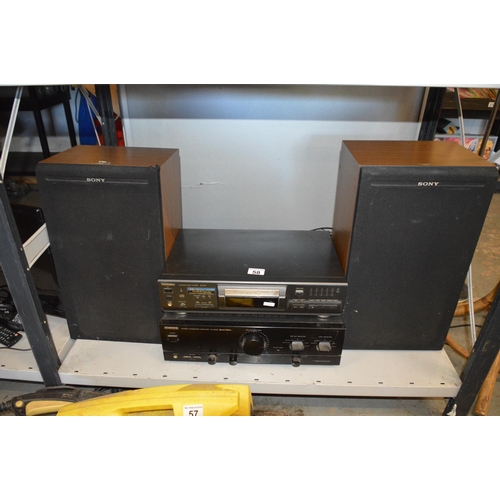 58 - 2 sony speakers, technics  disc player & kenwood amp