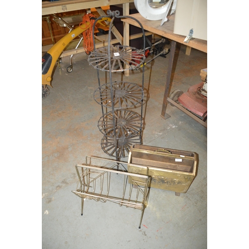 61 - 2 magazine racks & metal stand