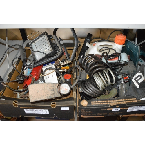 18 - 2 boxes of tools, steam cleaner etc.