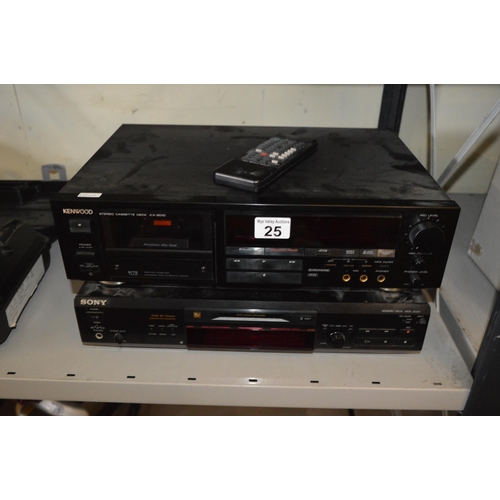 25 - kenwood cassette deck & sony minidisc deck