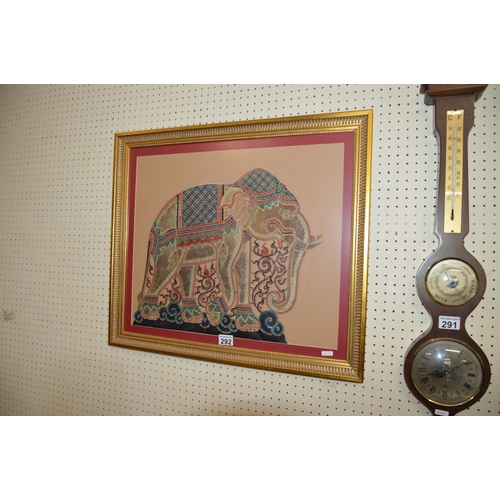 292 - framed elephant embroidery