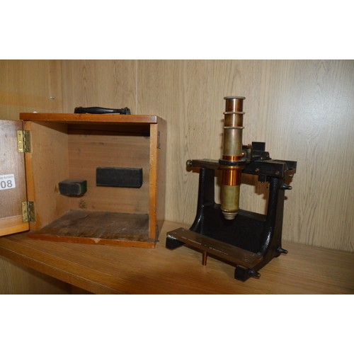 306 - vintage cased microscope