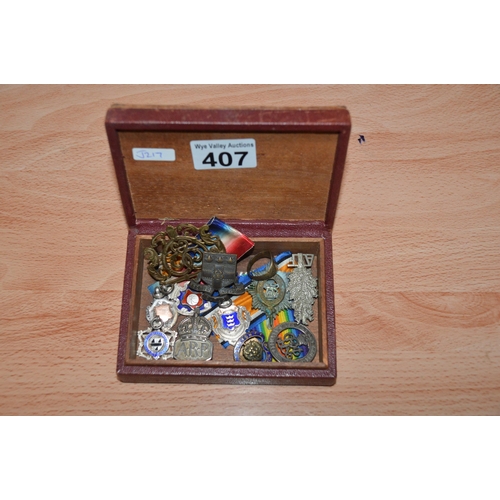 407 - box of assorted medals & badges