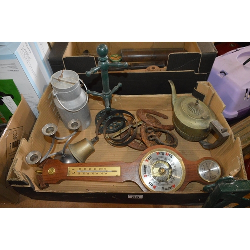 69 - box of assorted items, barometer etc.