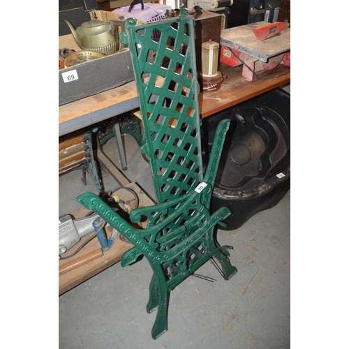 70 - pair of bench ends & grate