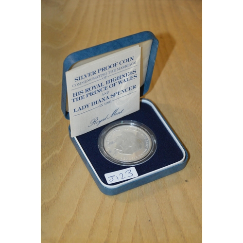 335 - silver proof of coin for the marriage of charles & diana