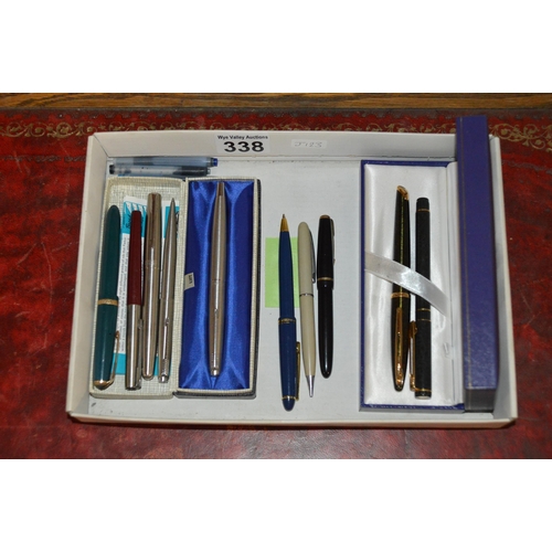 338 - tray of assorted pens (Parker & Waterman)