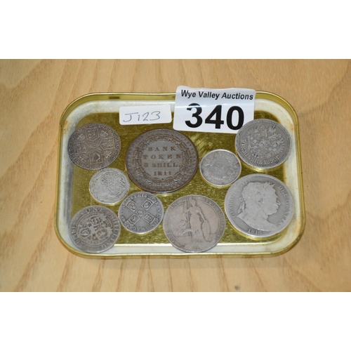 340 - tray of various collectable coins