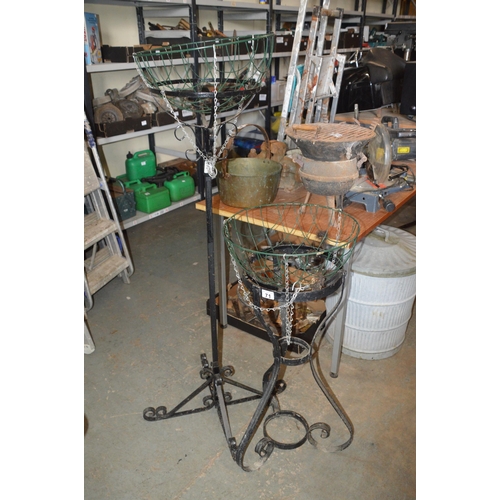 71 - 2 plant stands & hanging baskets