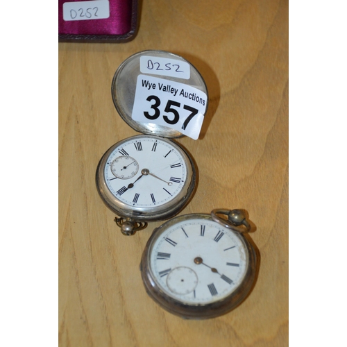 357 - 2 silver cased pocket watches