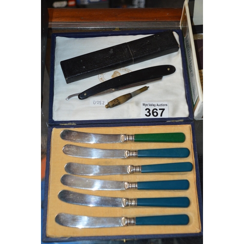 367 - set of knives & razor