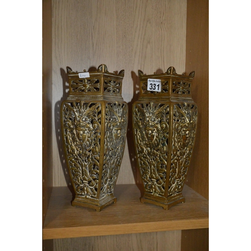 331 - pair of brass urns