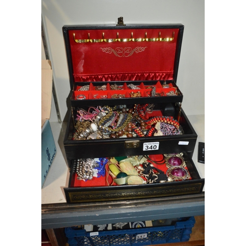 340 - jewelry box & contents