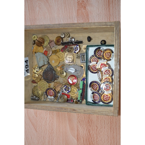 494 - box of various pin badges