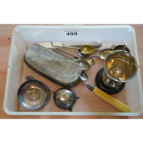 499 - tub of various silver items