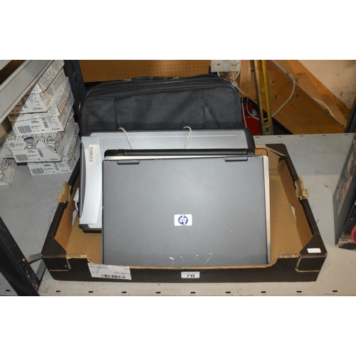 70 - box of laptops & scanner