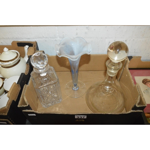 337 - 2 decanters & vase