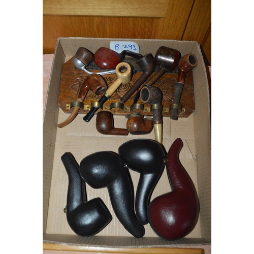 350 - tray of antique smoking pipes