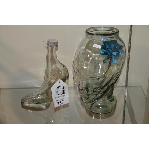 357 - glass vase & decanter?