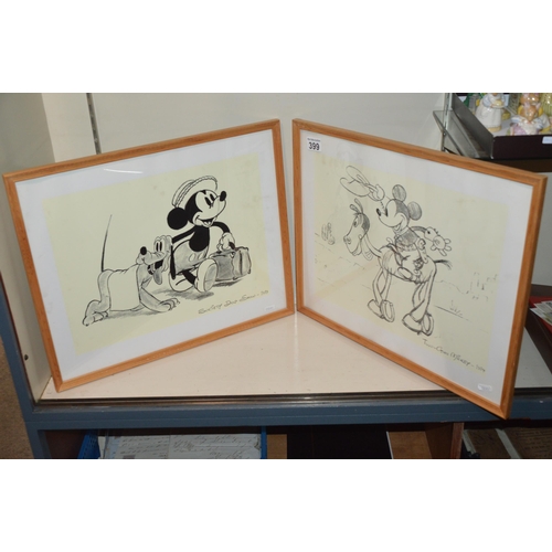 399 - 2 mickey & minnie mouse drawings