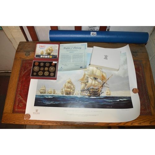 404 - limited edition trafalgar print & royal mint 2005 set