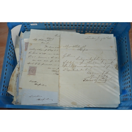 395 - crate of letters & stamps, dated 1800s