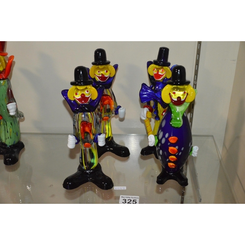 325 - 4 murano glass clowns