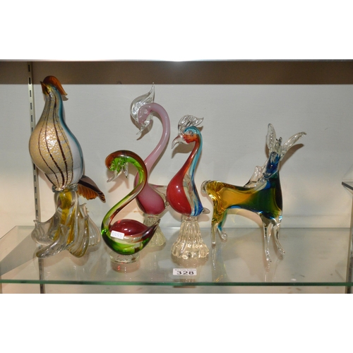 328 - qty of Murano glass sculptures