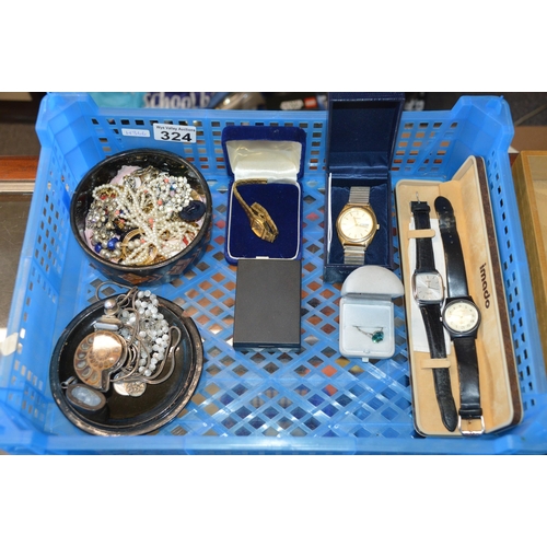 324 - crate of jewellery & watches