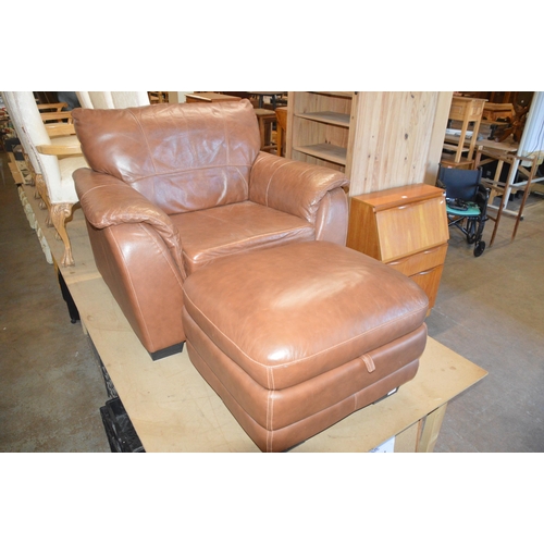 71 - leather chair & pouffe