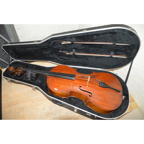 72 - cased antique cello, dated 1834