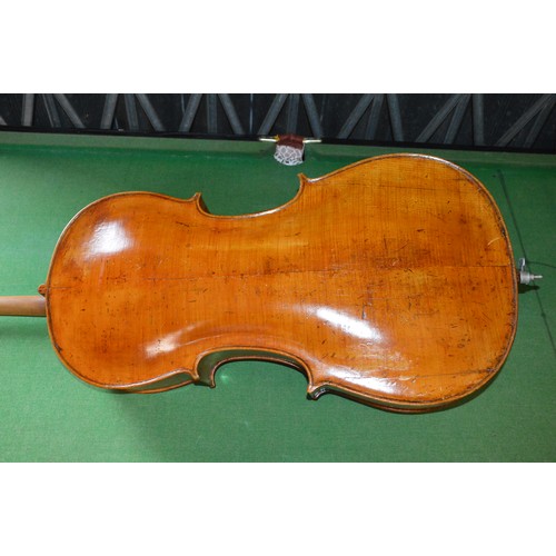 72 - cased antique cello, dated 1834