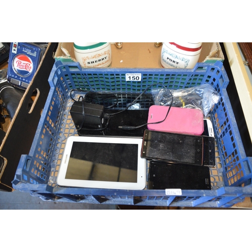 150 - crate of tablets & phones