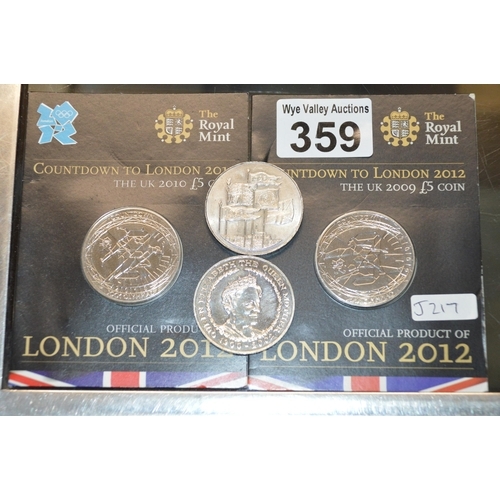 359 - royal mint countdown to london 2012 £5 coins