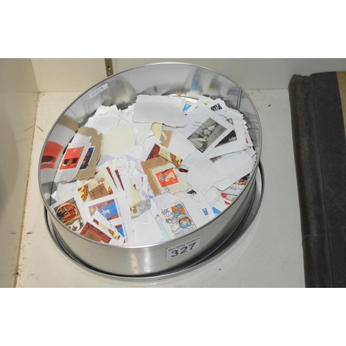 327 - tin of collectable stamps