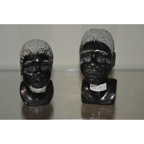 332 - 2 soapstone african heads