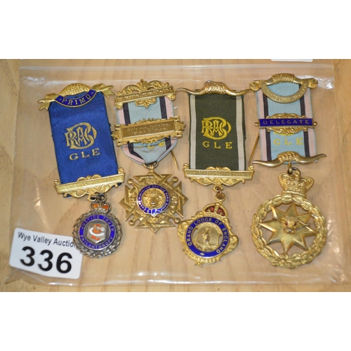 336 - 4 masonic medals (3 silver-gilt)