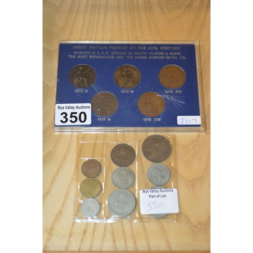 350 - collection of british pennies etc.