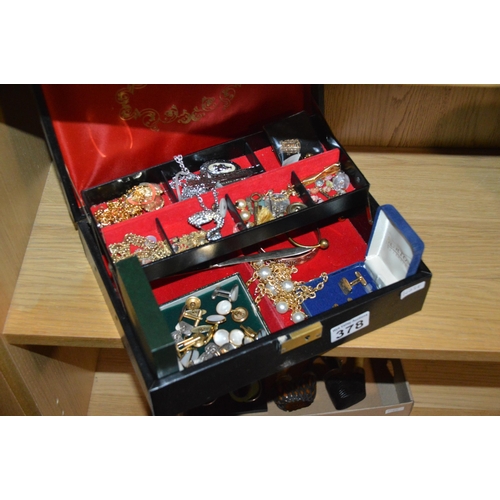 378 - jewellery box & contents