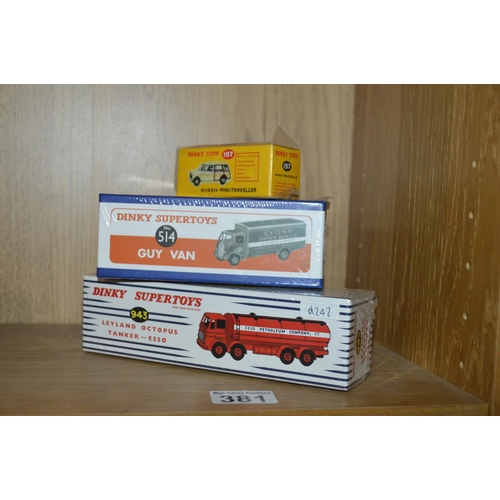 3 new in box repro dinky toy vehicles