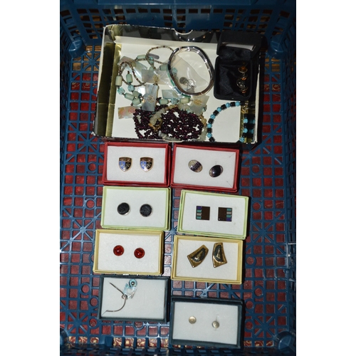 390 - crate of cufflinks & jewellery