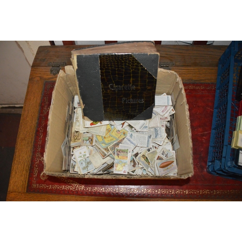 392 - box of assorted cigarette cards & album