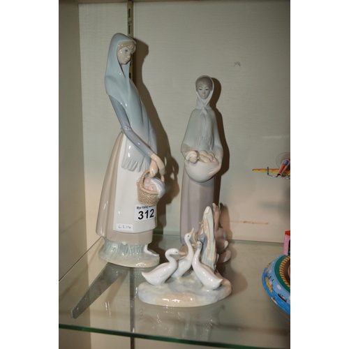 312 - 2 lladro figurines & other