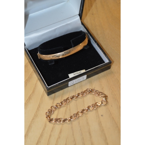 318 - 9ct bangle & chain