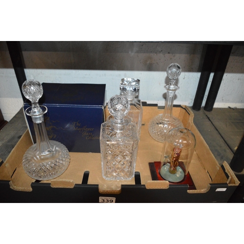 339 - box of cut glass decanters etc.