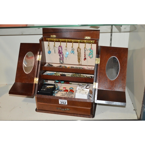 352 - jewellery box & contents