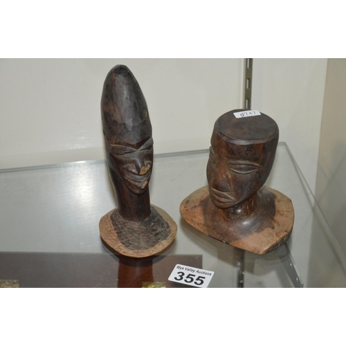 355 - 2 wooden tribal heads