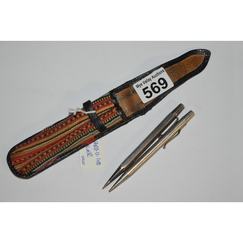 569 - 2 writing instruments, 1 silver