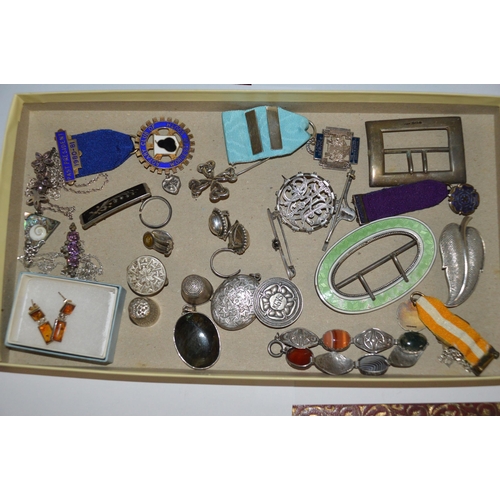 570 - box of misc. badges & silver