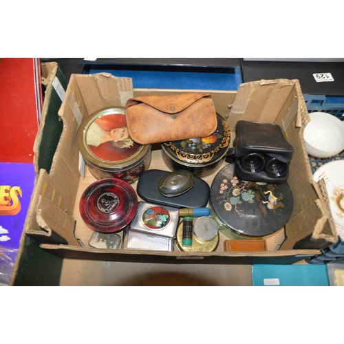 145 - box of various trinket boxes & tins